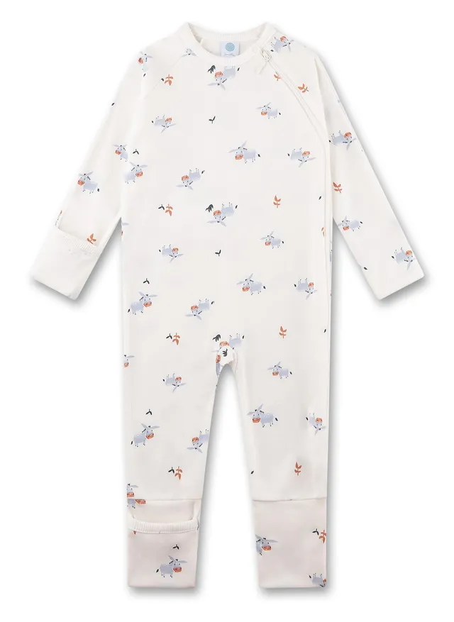sanetta-baby-strampler-off-white-esel-baby-overall-aus-bio-baumwolle-f-r-jungen image 1