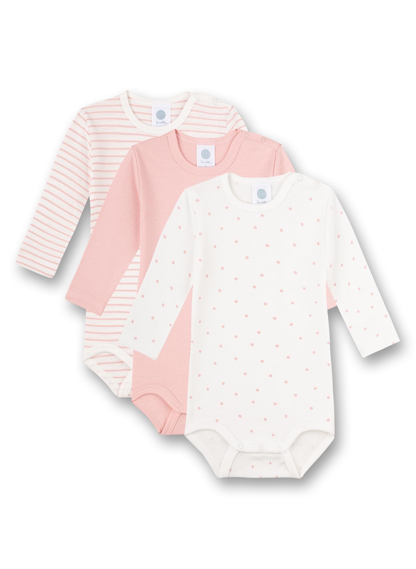 sanetta-baby-body-langarm-3er-pack-rosa-wei-ringel-dots-bio-baumwolle image 1