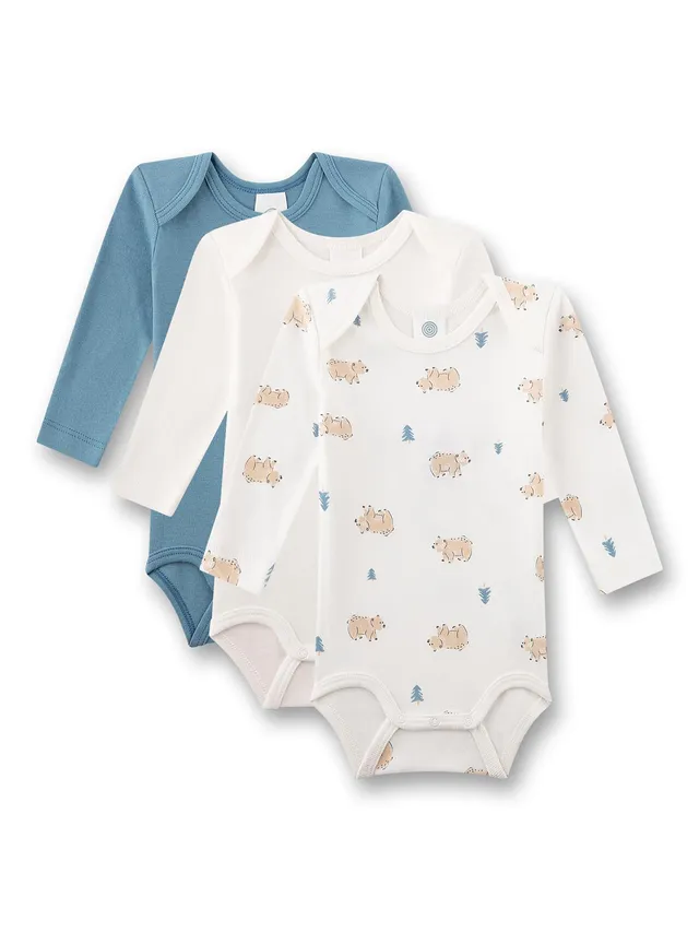 sanetta-baby-body-langarm-beige-blau-b-rchen-3er-set image 1